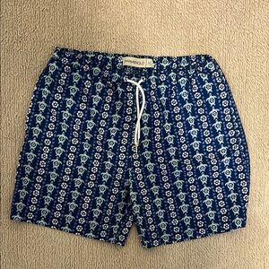 Blue Floral Men's Swim Trunks